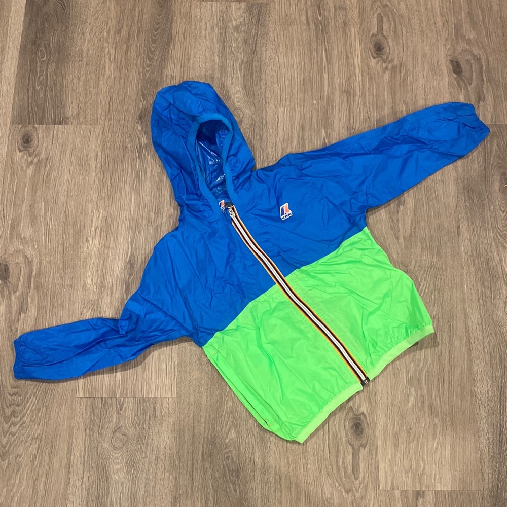 KWAY for Crewcuts Kids Blue/Green Rain/Wind Packable Jacket